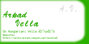 arpad vella business card